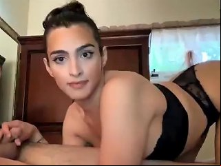 ASHEMALETUBE @ Nerdy Shemale With Glasses Sucked Her Boyfriends Cock