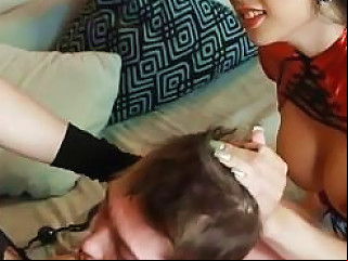 TRANNYONE @ Submissive Guy Gets His Tight Ass Banged Hard By The Trans Chicks In The Hardcore Threesome Ts Fuck